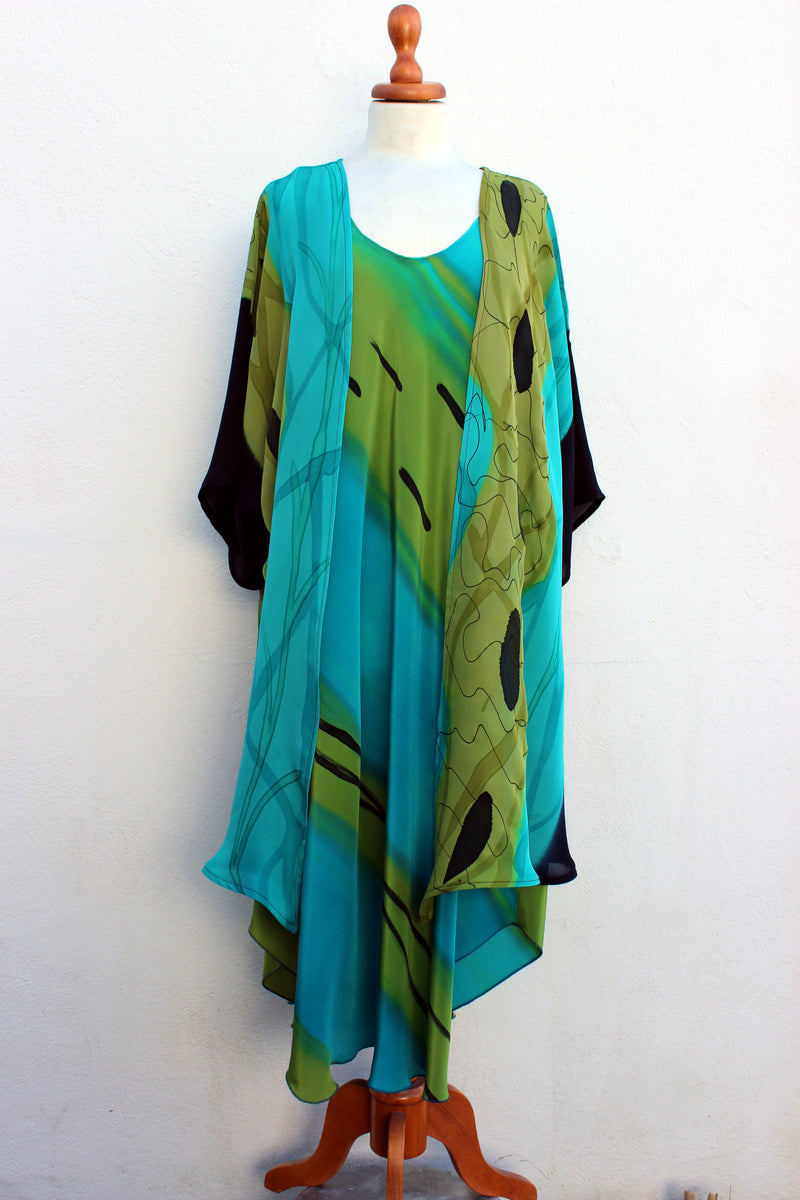 Hand painted silk dress 3332