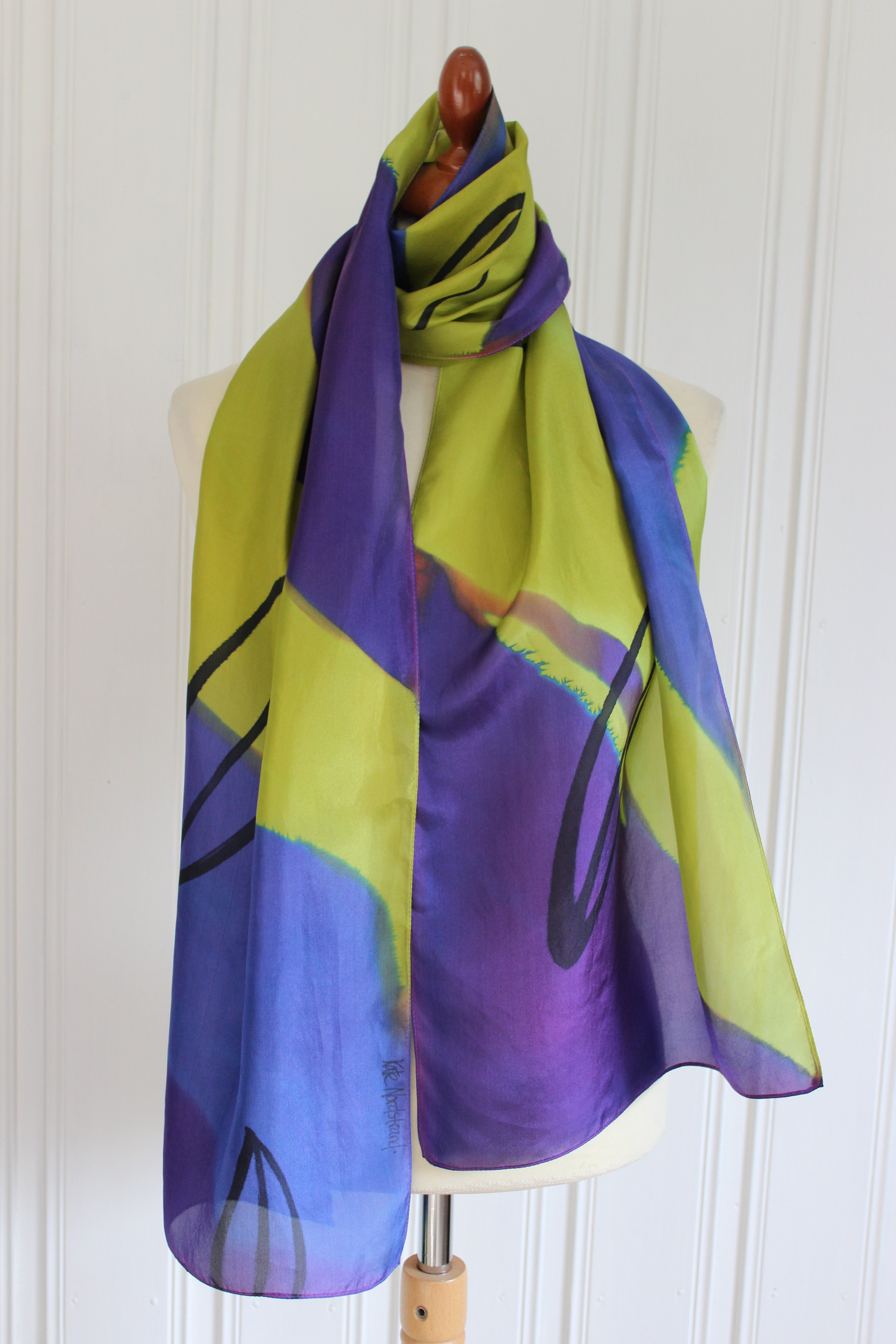Hand painted silk scarf 4156