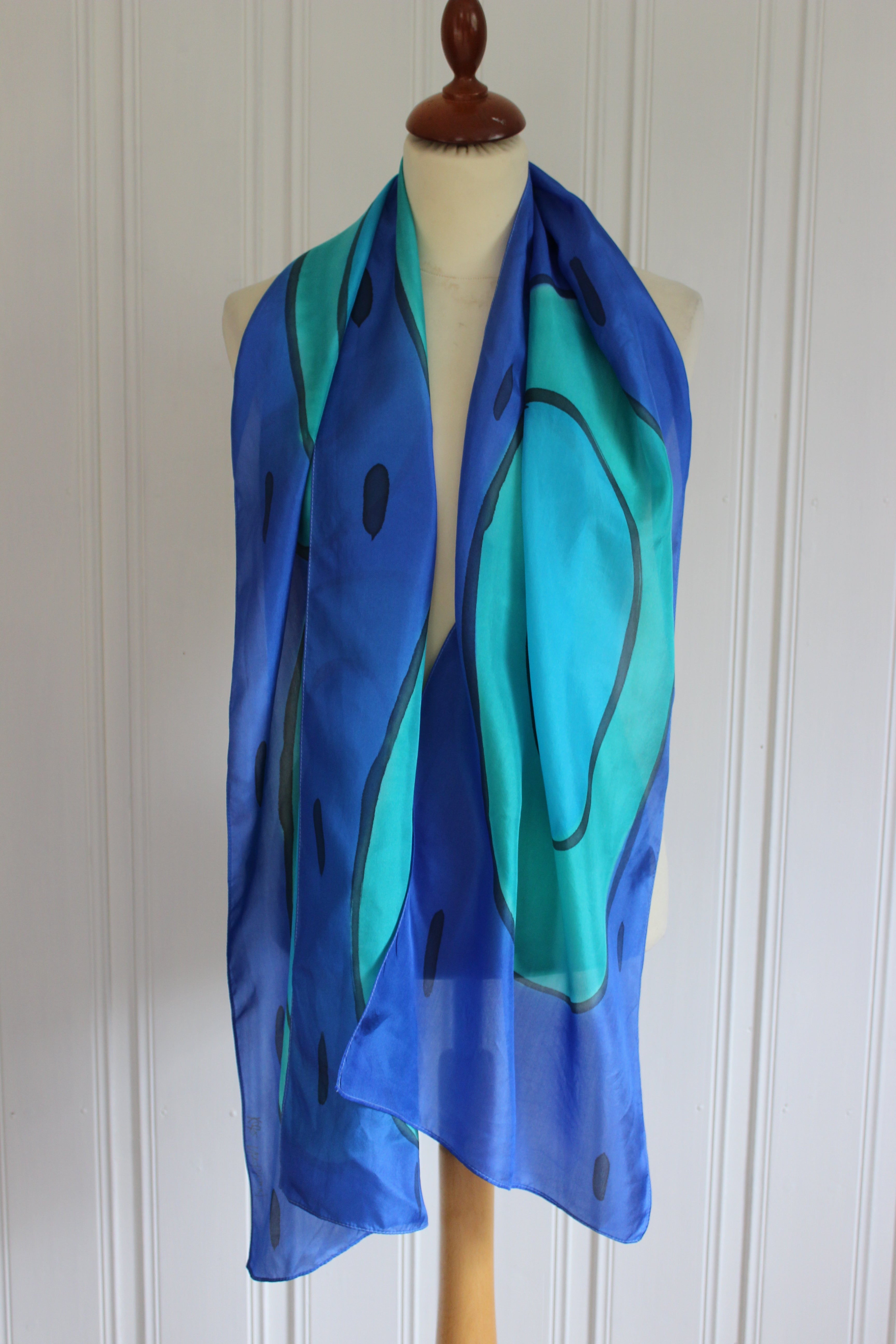 Hand painted silk scarf 4158