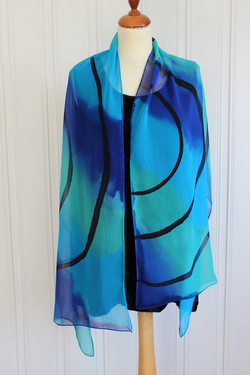 Hand painted silk scarf 4342