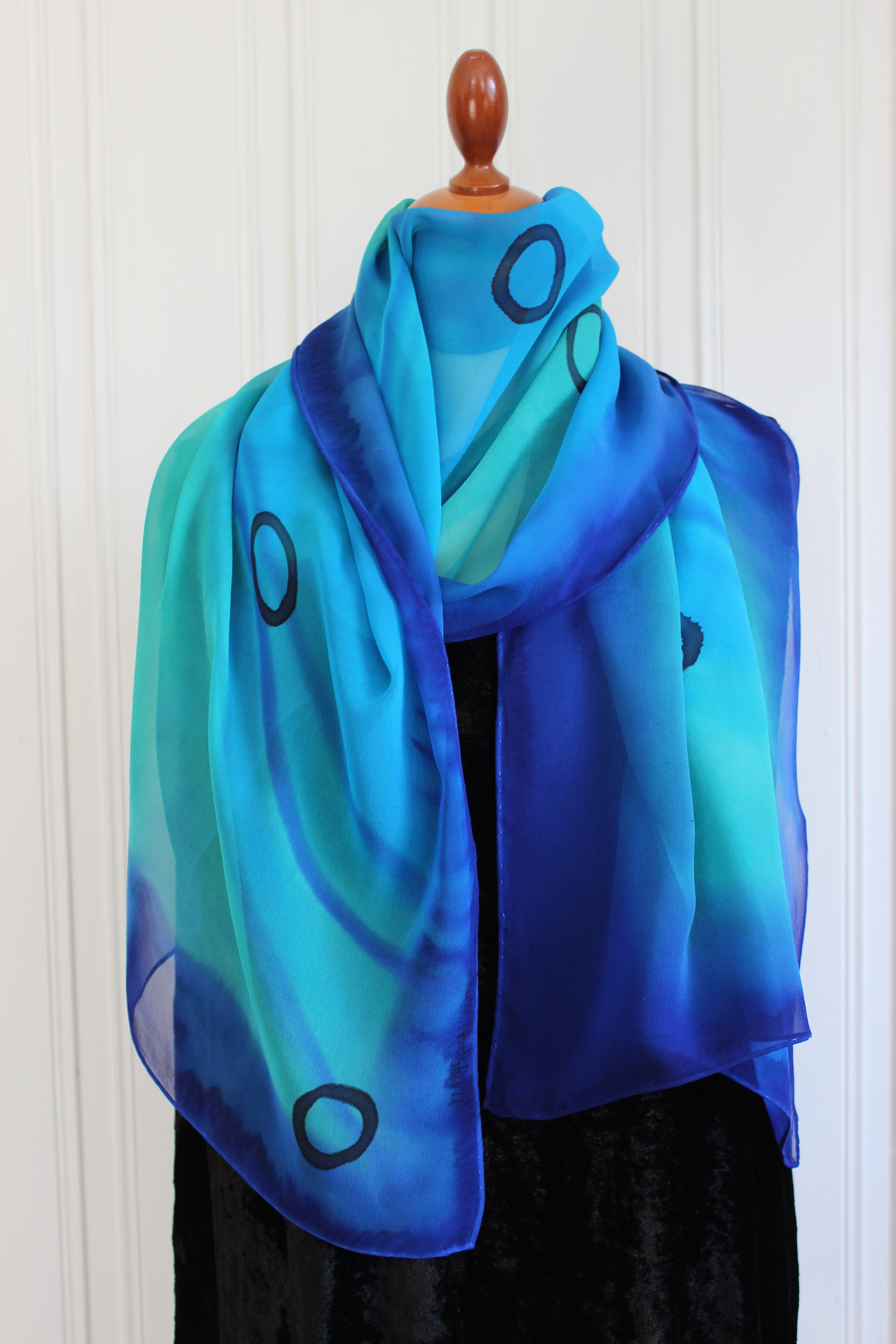 Hand painted silk scarf 4346