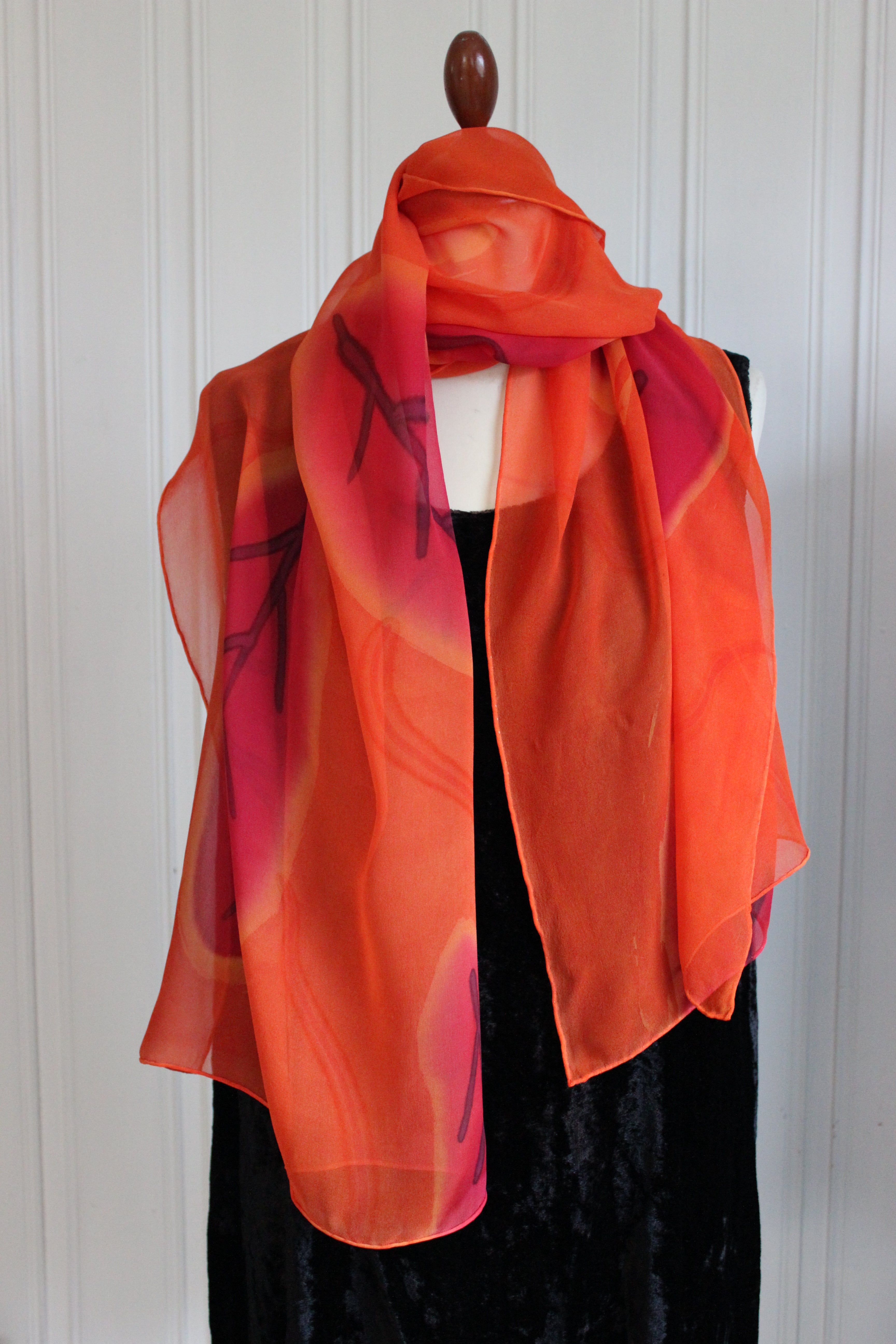 Hand painted silk scarf 4363