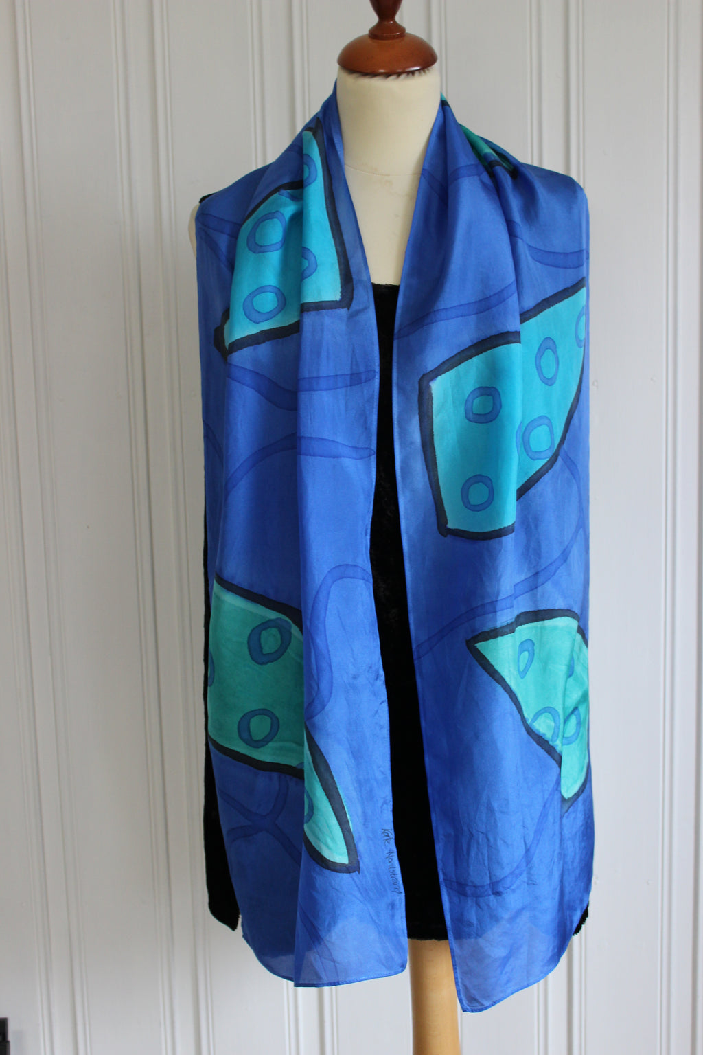 Hand painted silk scarf 4371