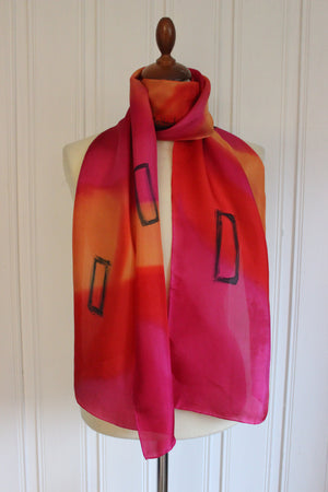 Hand painted silk scarf  4001