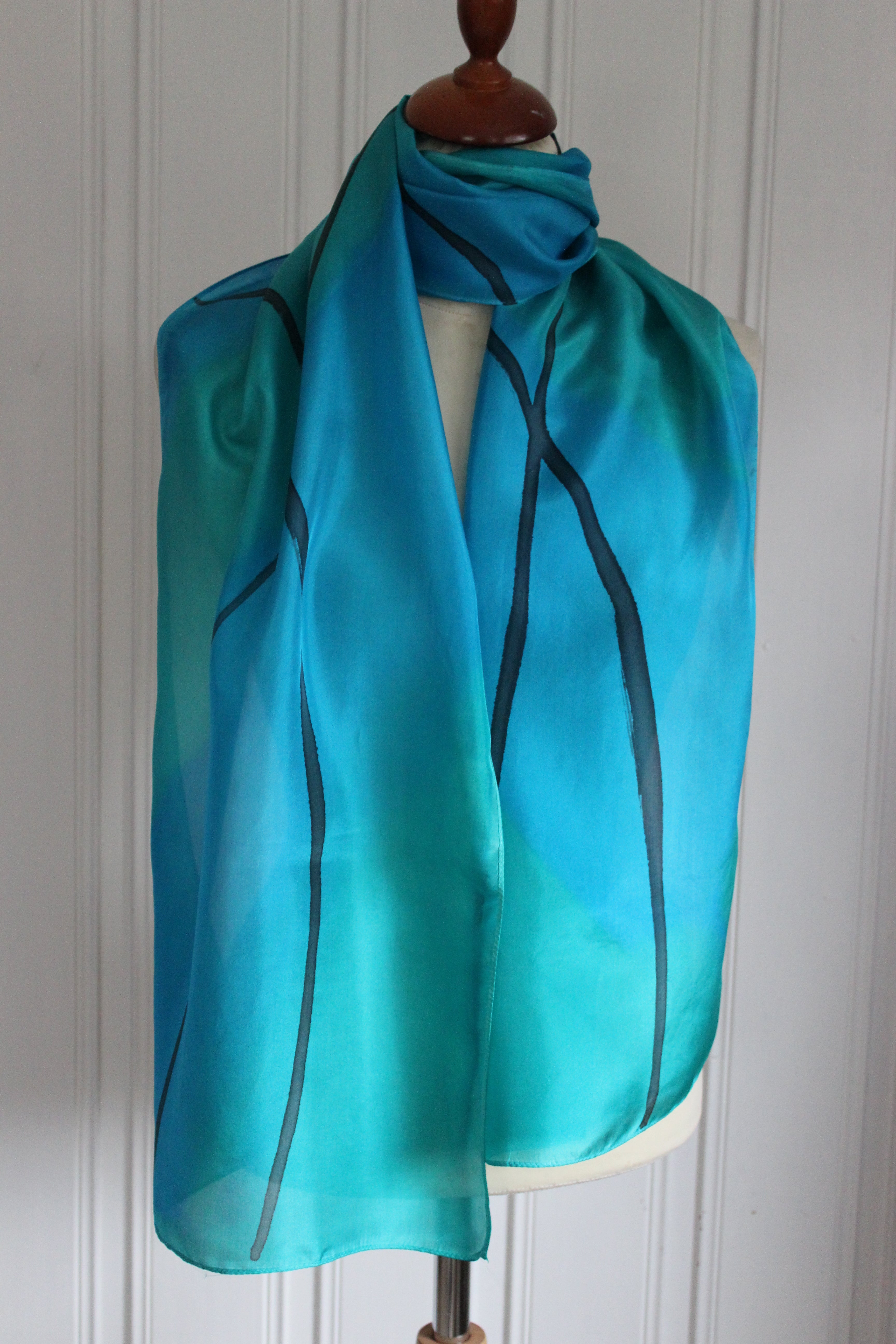 Hand painted silk scarf 4402