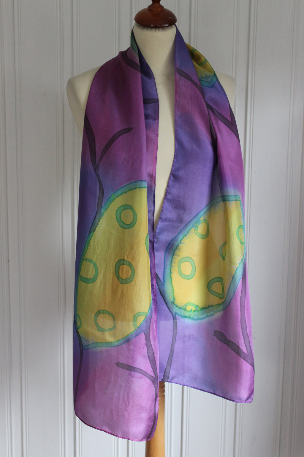 Hand painted silk scarf 4138