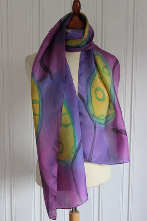 Hand painted silk scarf 4138