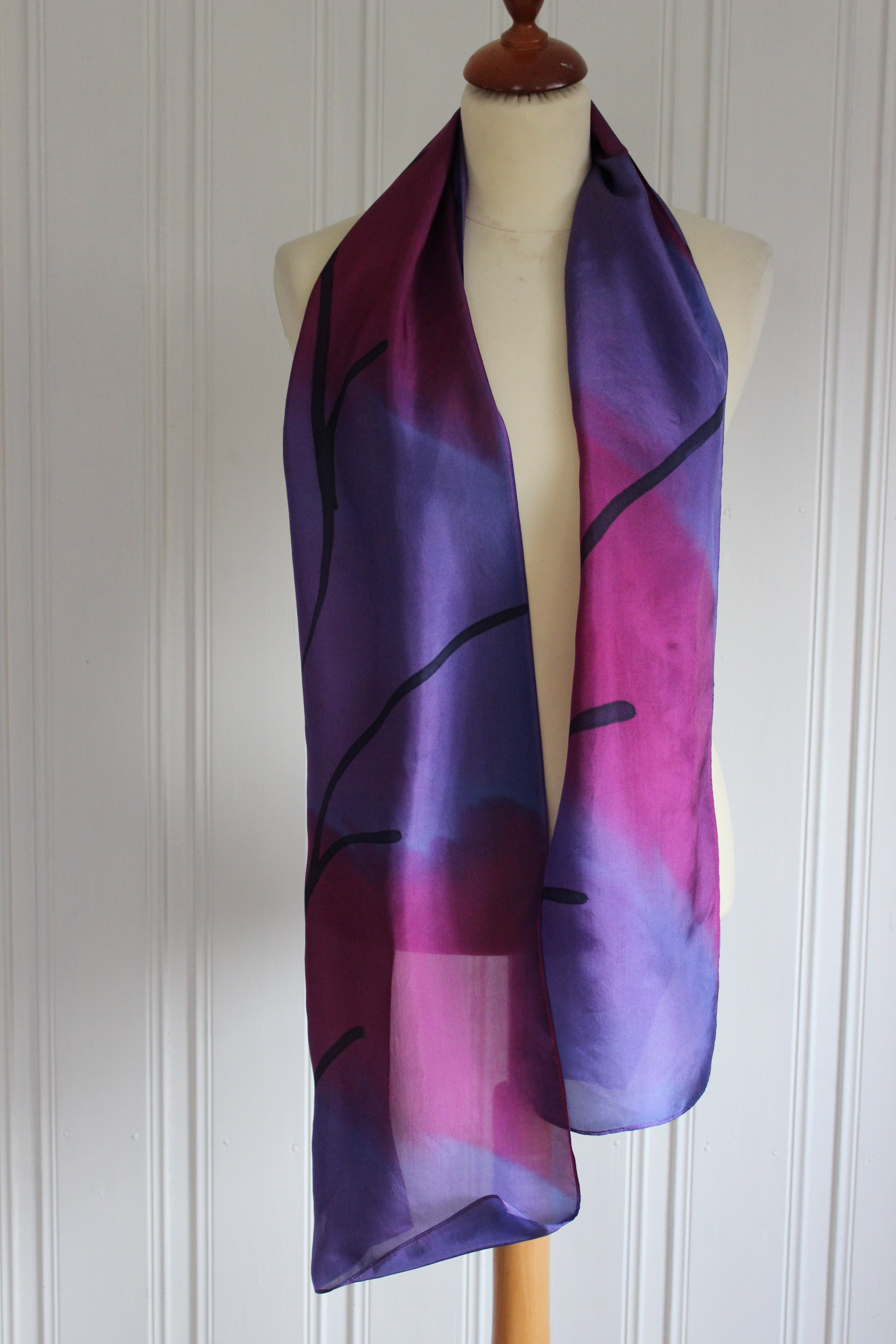 Hand painted silk scarf 4237