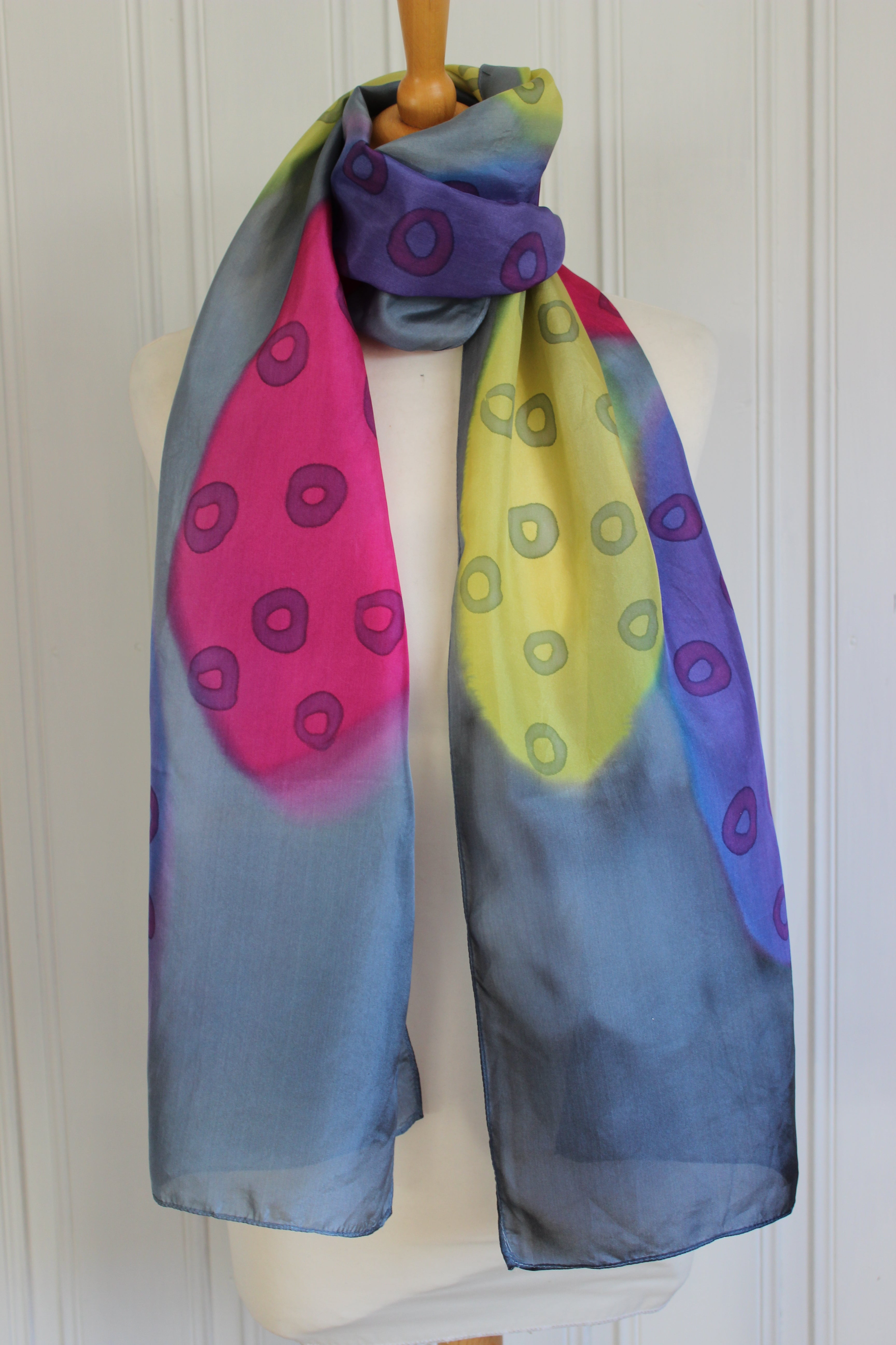 Hand painted silk scarf 4138