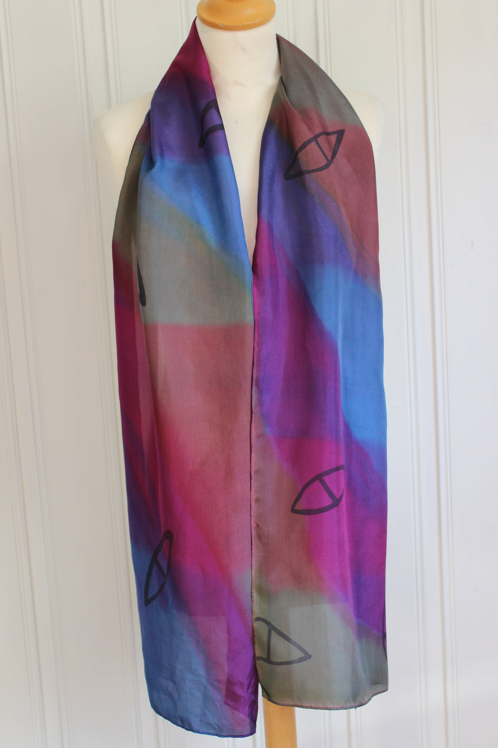 Hand painted silk scarf 4399