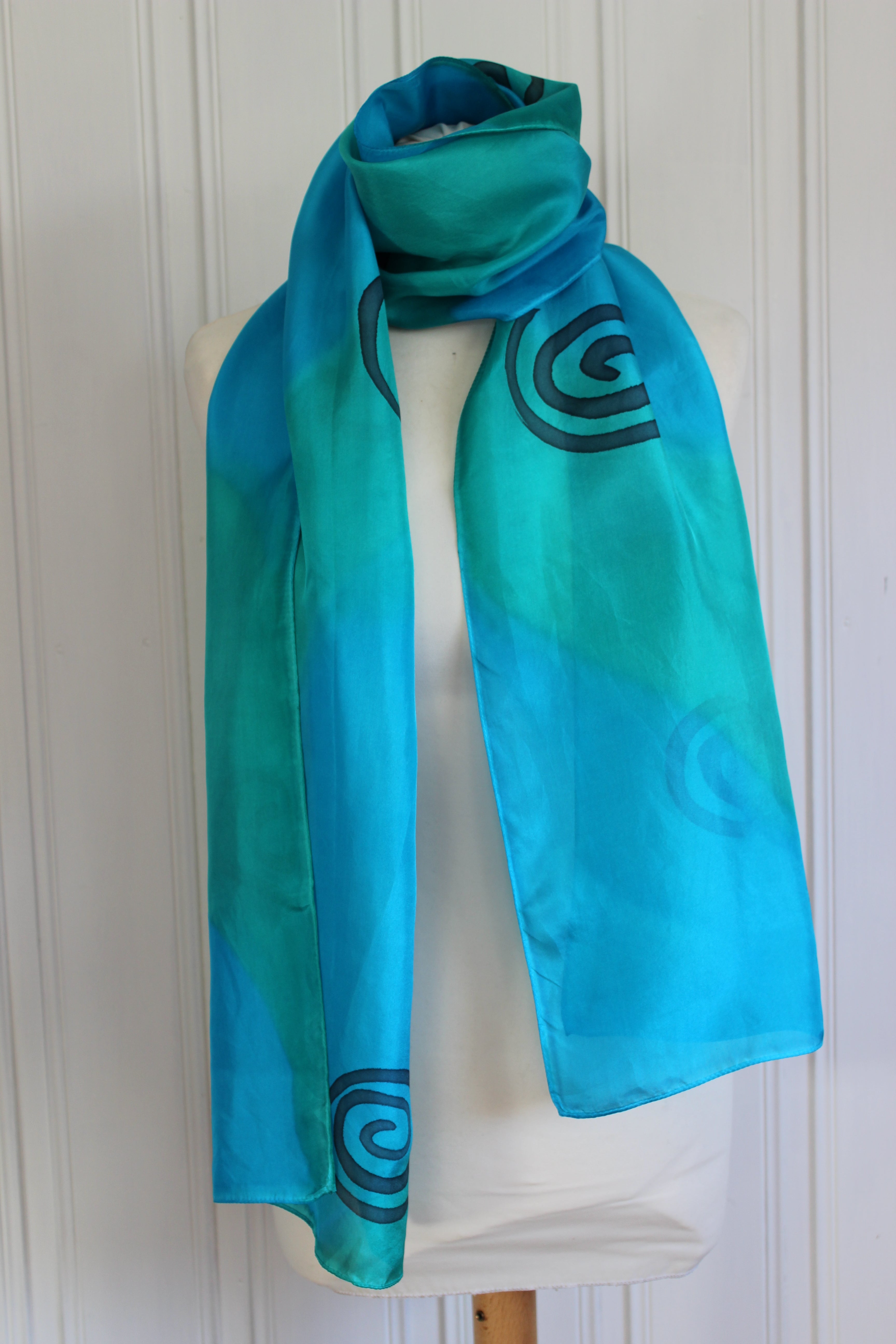 Hand painted silk scarf 4402