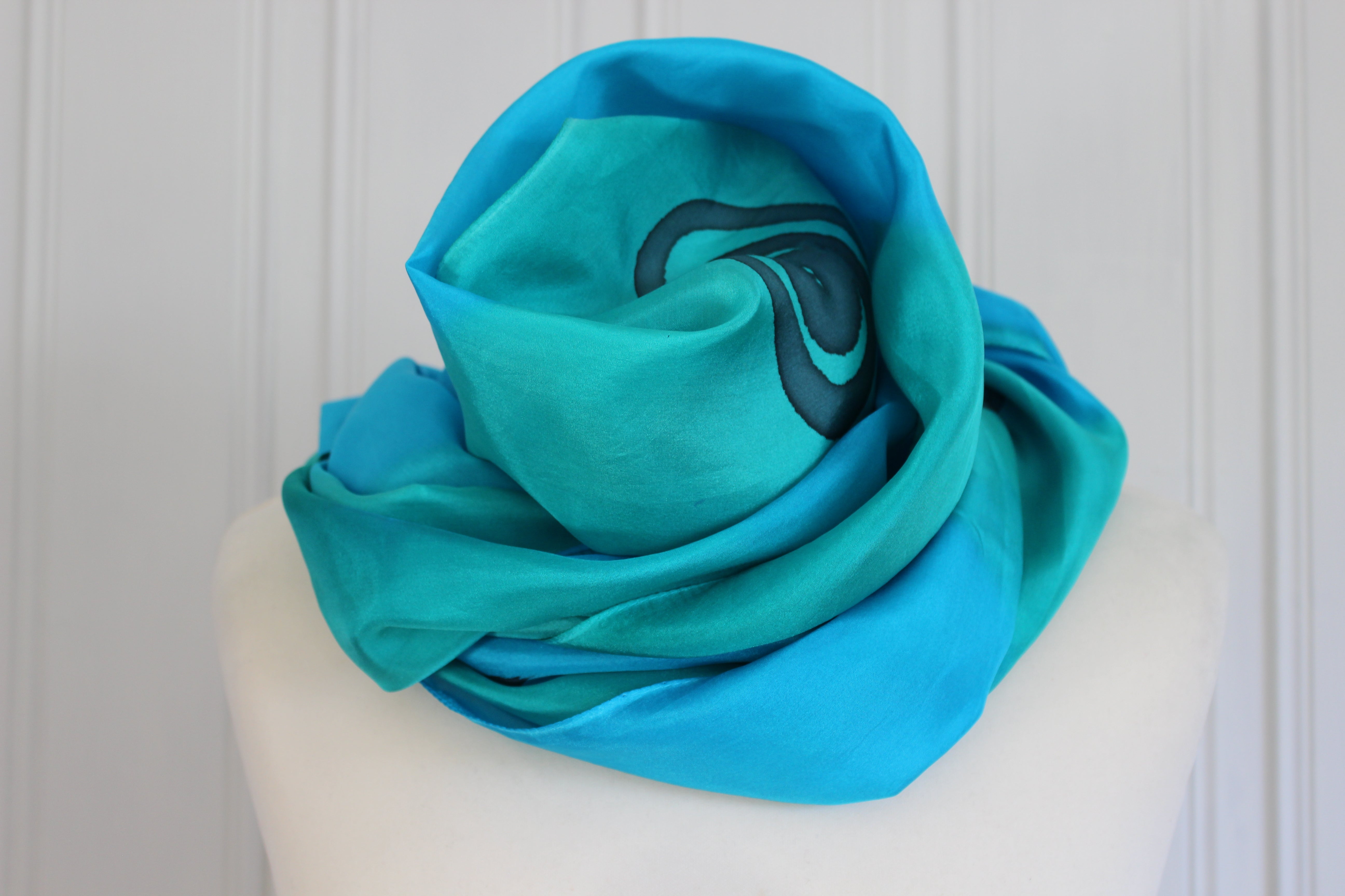 Hand painted silk scarf 4402