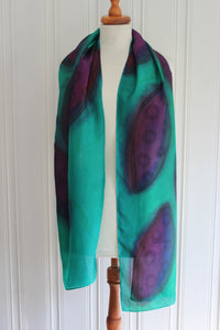 Hand painted silk scarf  3798