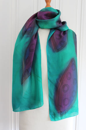 Hand painted silk scarf  3798