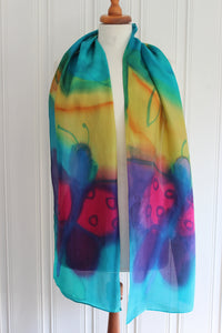 Hand painted silk scarf 4415