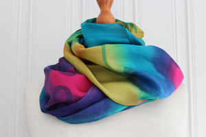Hand painted silk scarf 4415