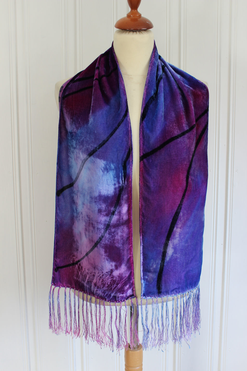 Hand painted silk velvet scarf 4900