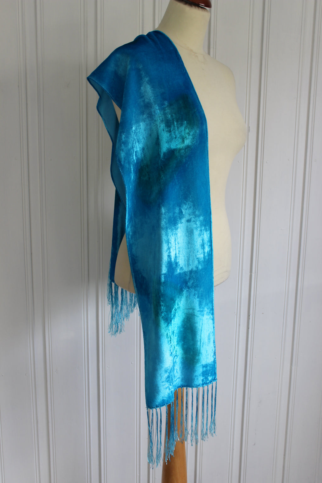Hand painted silk velvet scarf 4911