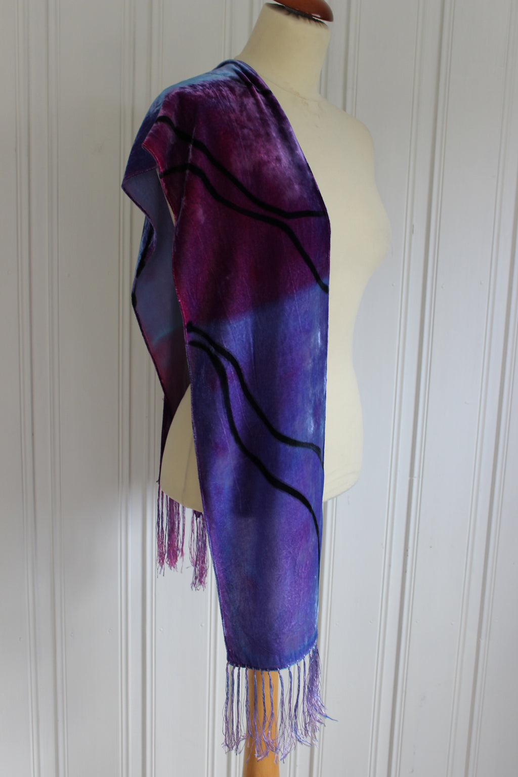 Hand painted silk velvet scarf 4914