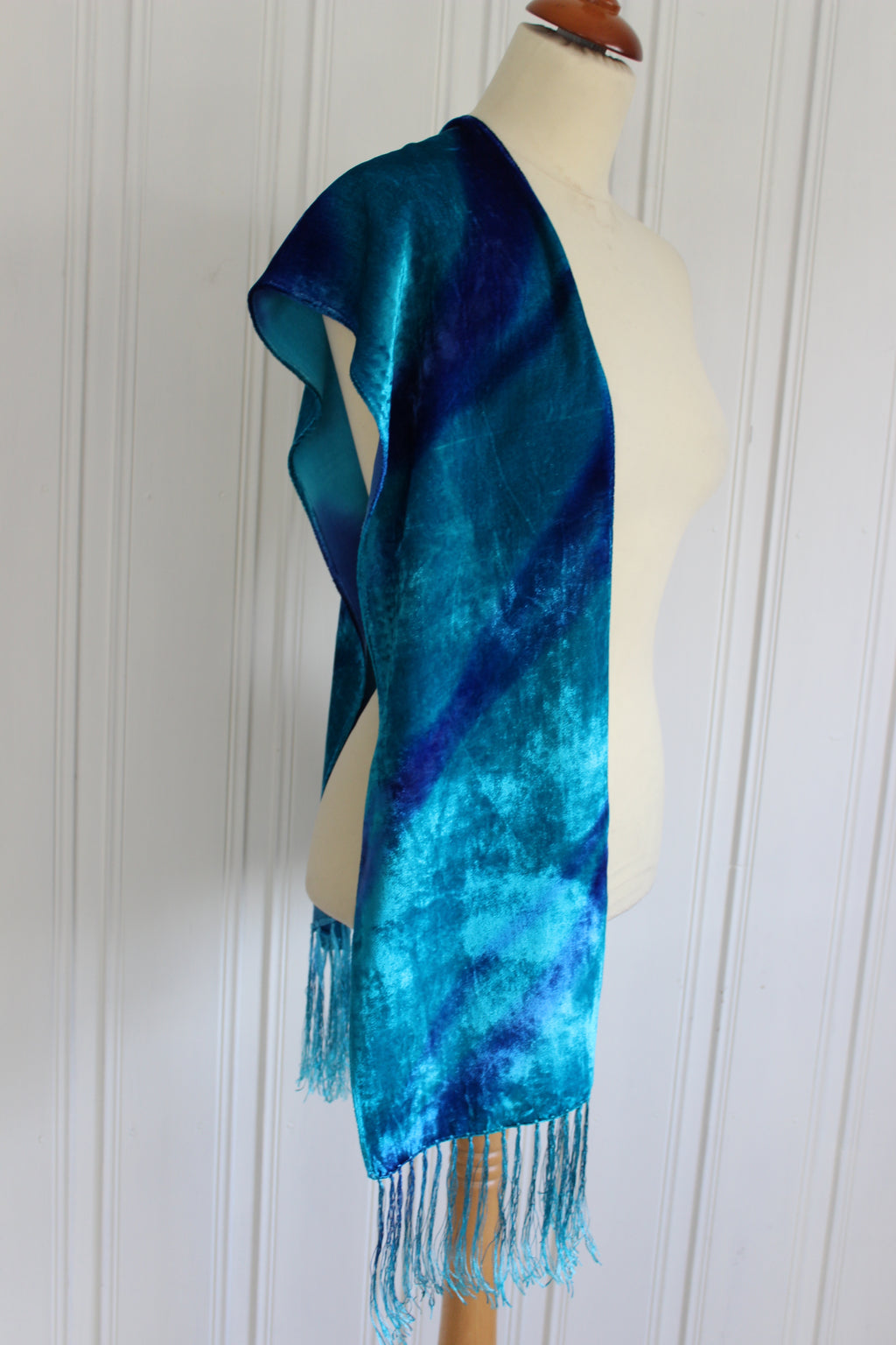 Hand painted silk velvet scarf 4917