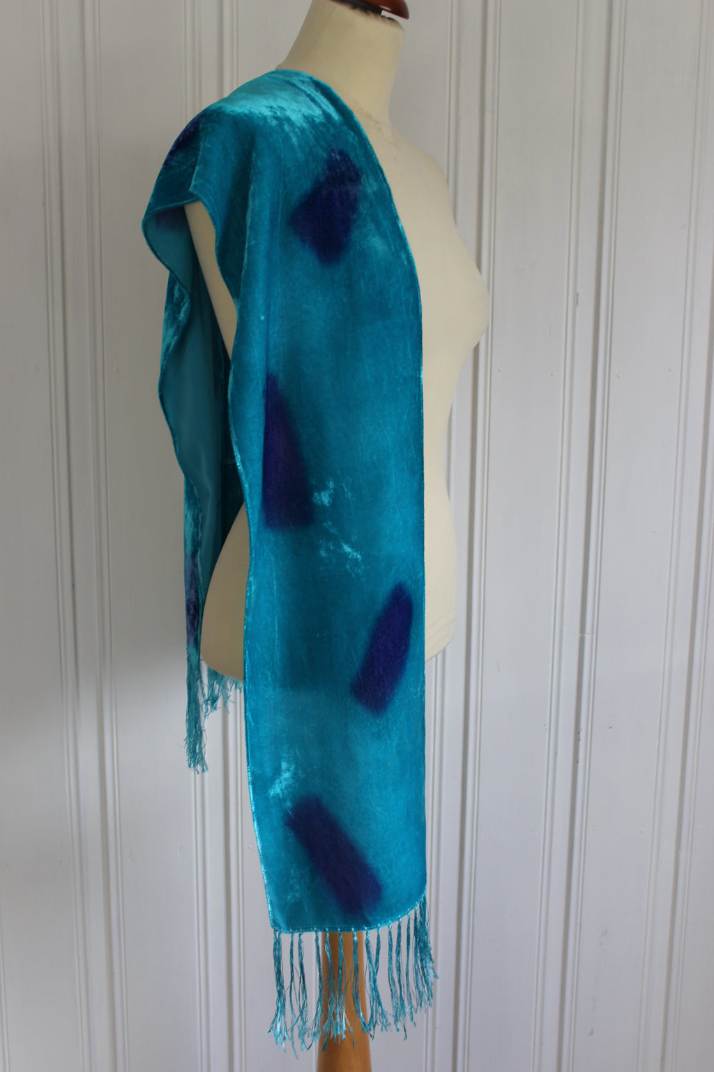 Hand painted silk velvet scarf 4919