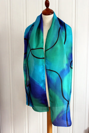 Hand painted silk scarf  3732