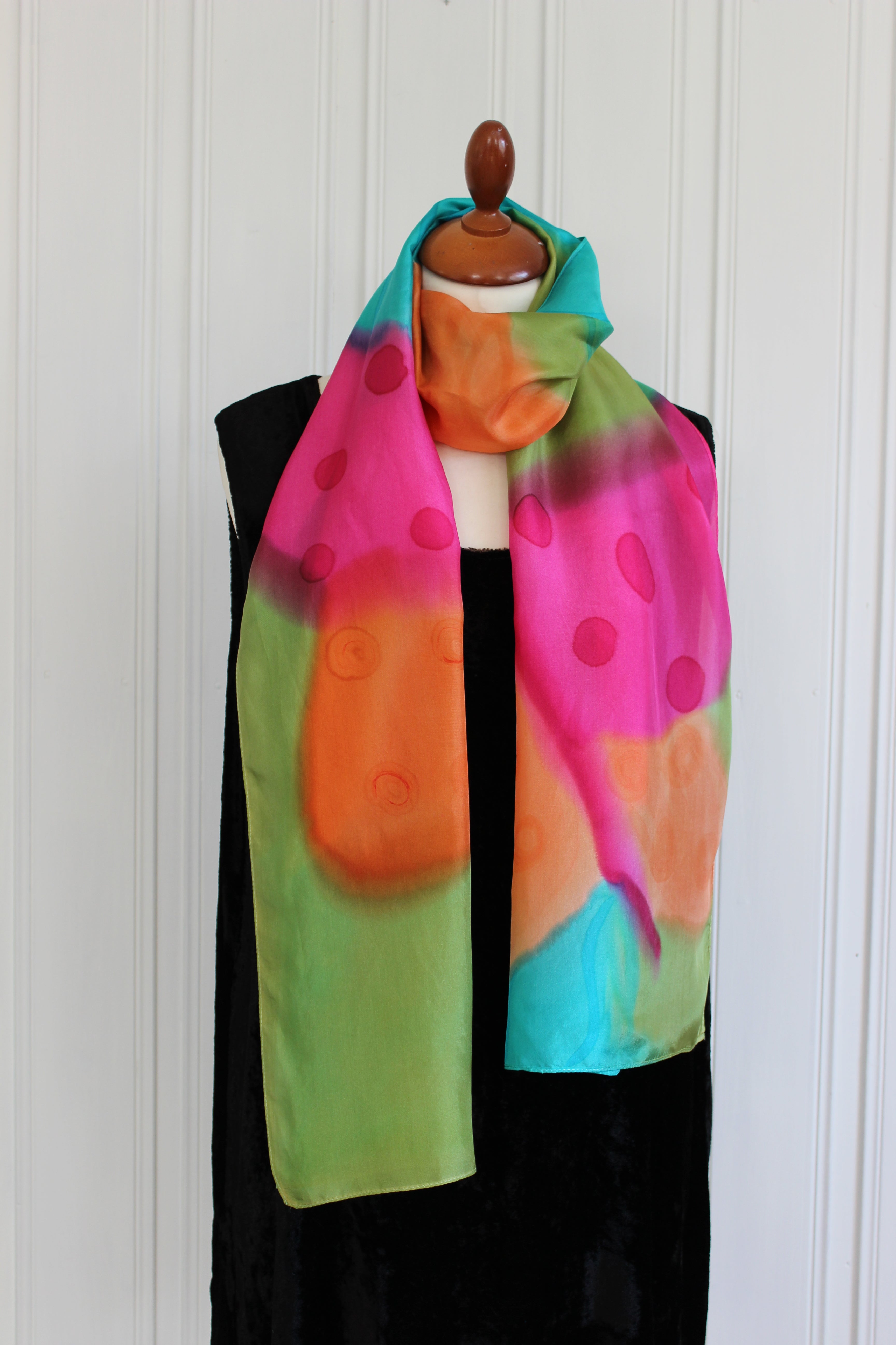 Hand painted silk scarf  3769