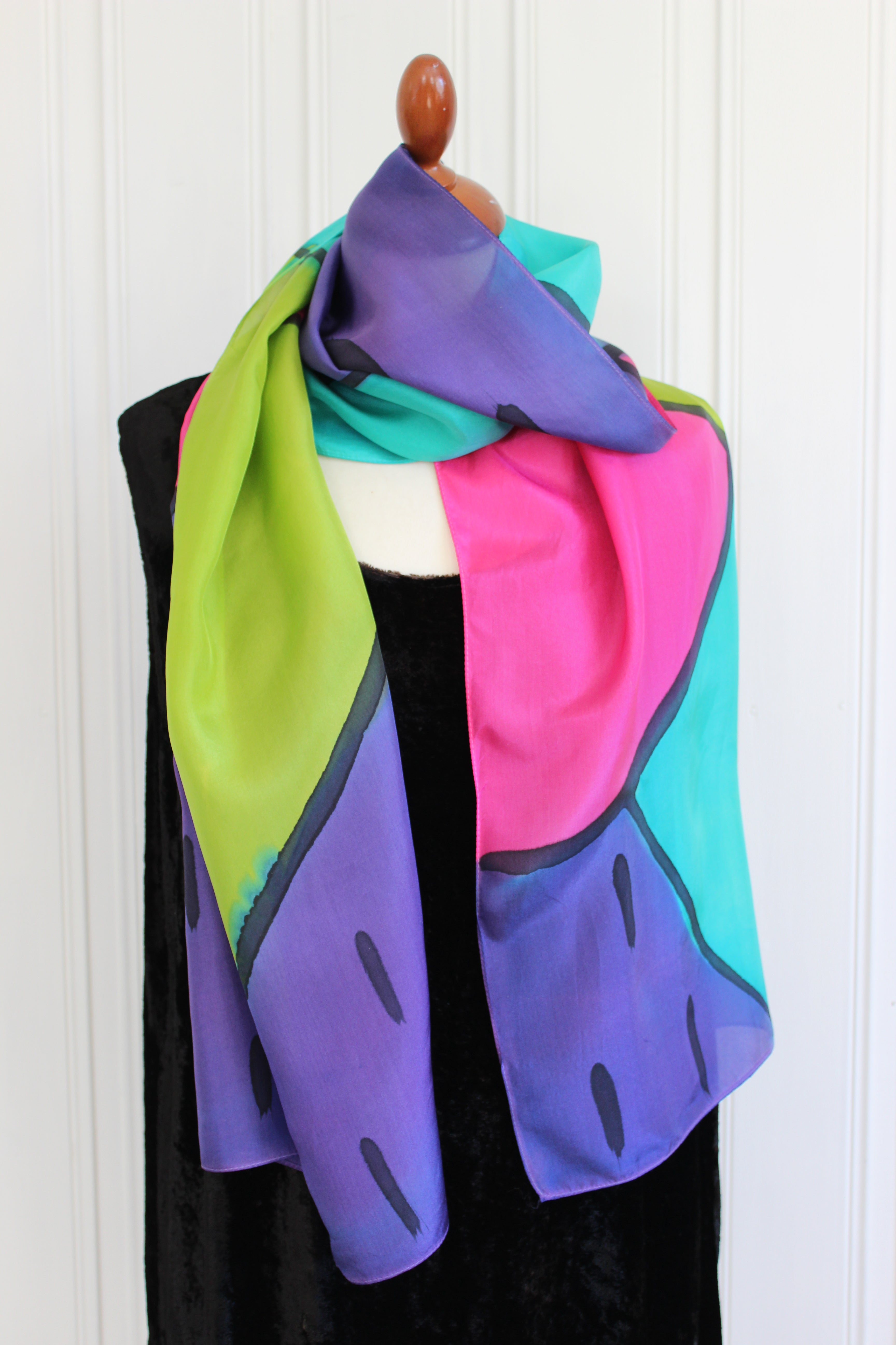 Hand painted silk scarf  3816