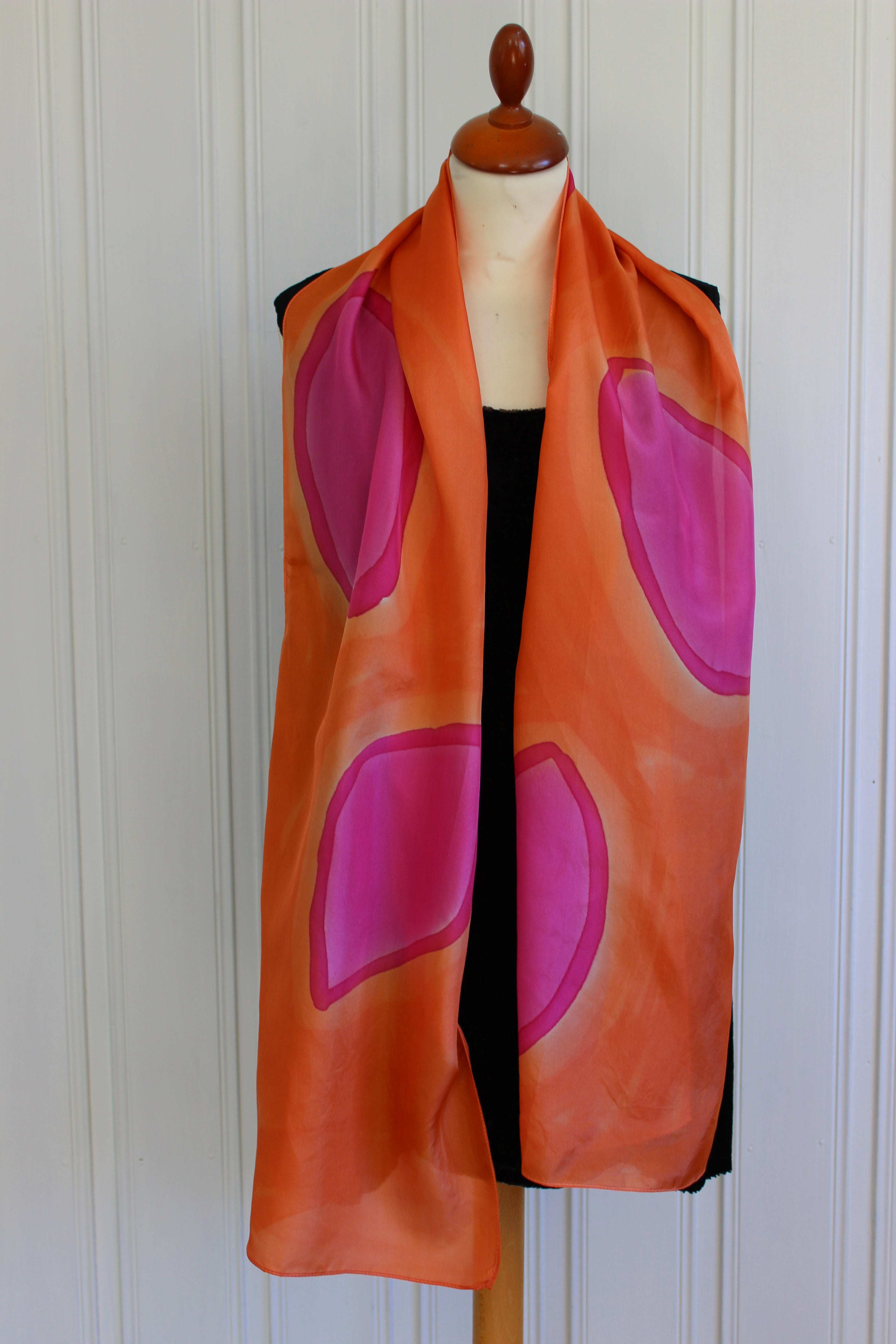 Hand painted silk scarf  3819