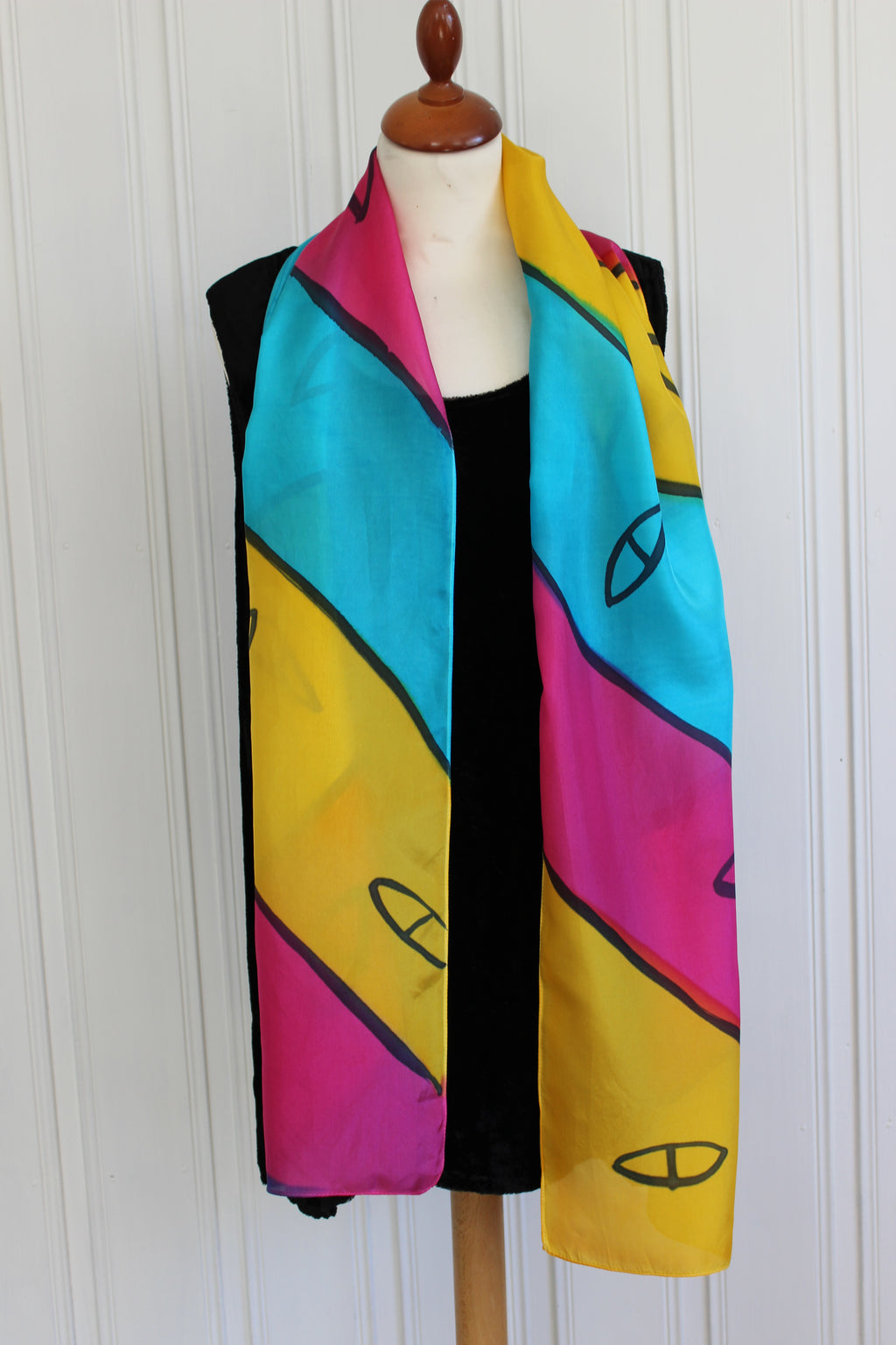 Hand painted silk scarf  3827