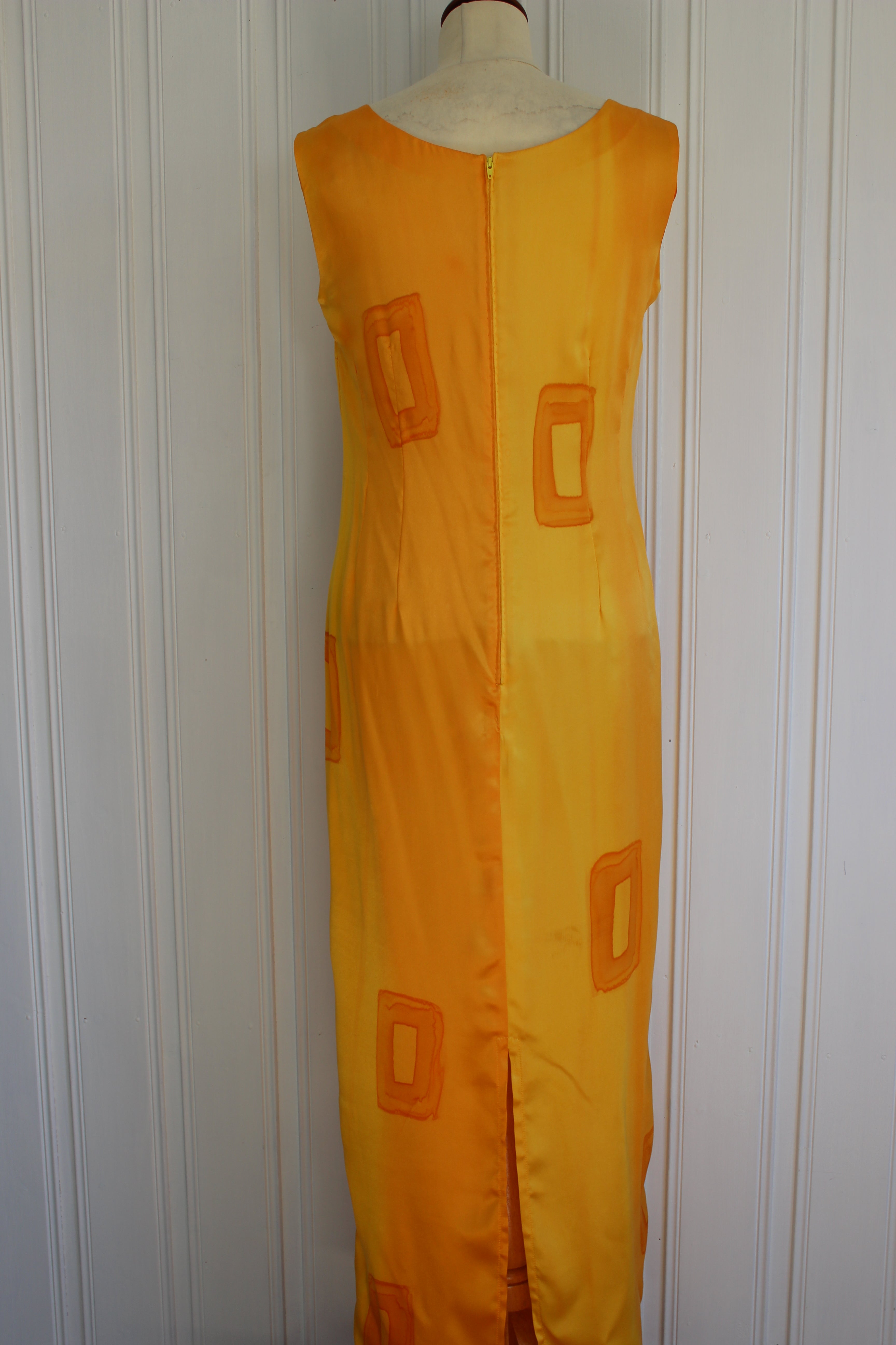 Håndmalt kjole i Satin silke 3908